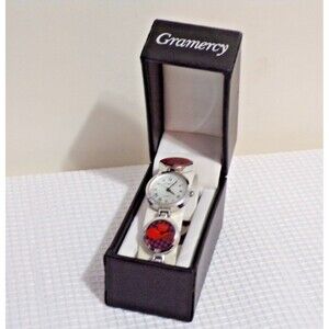 Gramercy Silver Stone Bracelet Women's Wrist Watch w/Adjustable Band Orig Box